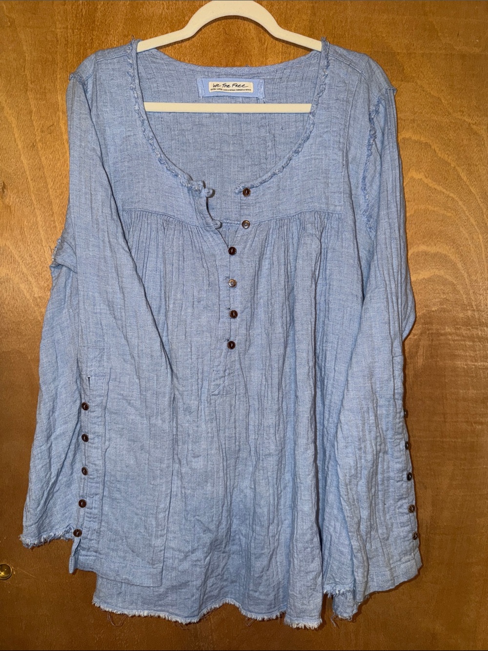 Free People Pale Blue Button Henley Tunic